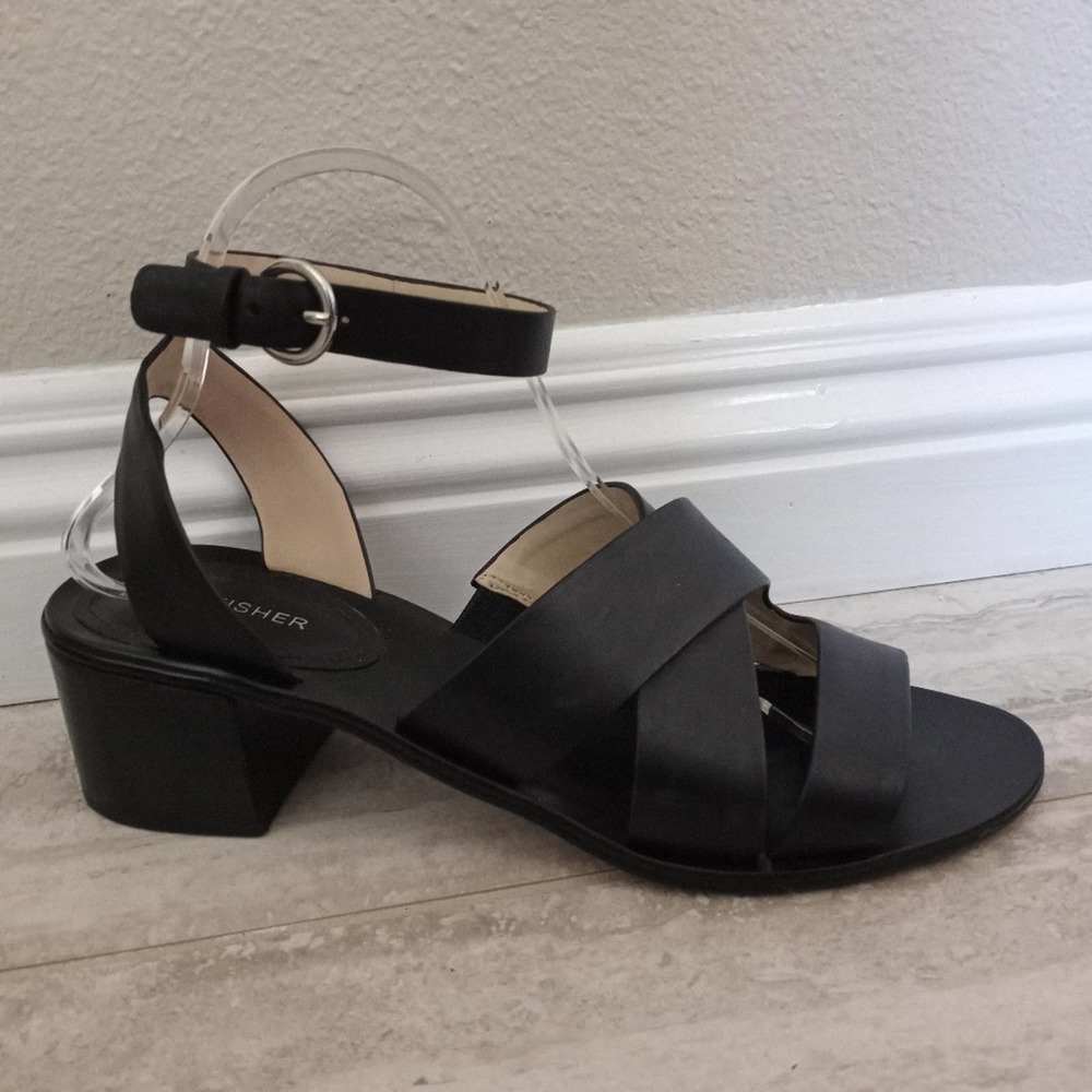 Marc Fisher Leather Strappy Block Heel Sandals